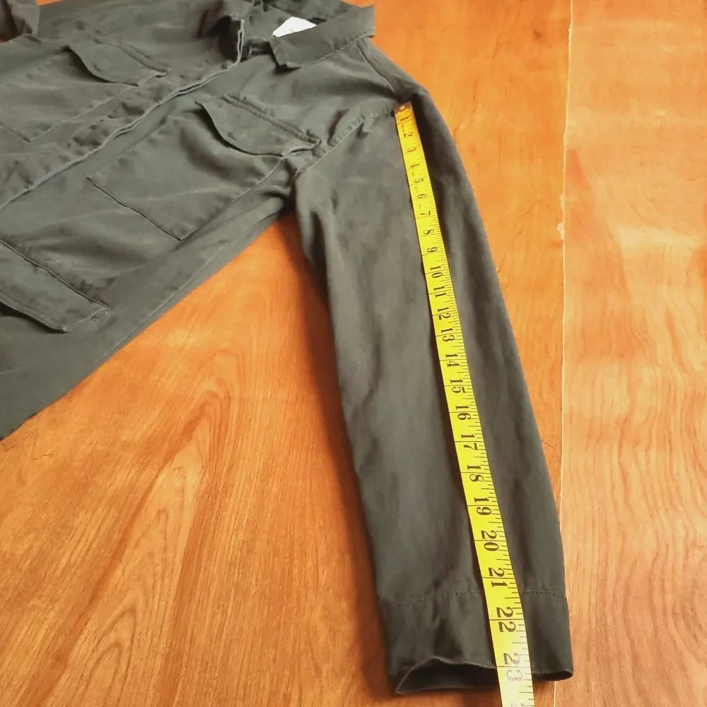 Utility Jacket Womens S Green 100% Cotton Military Army Button Front Grunge